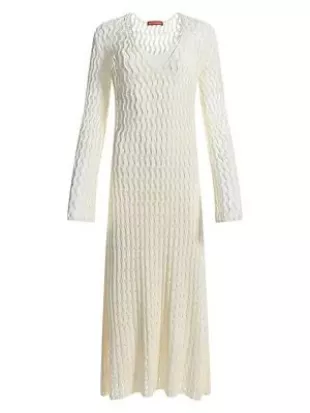 Jemmy Open Knit Long-Sleeve Midi Dress