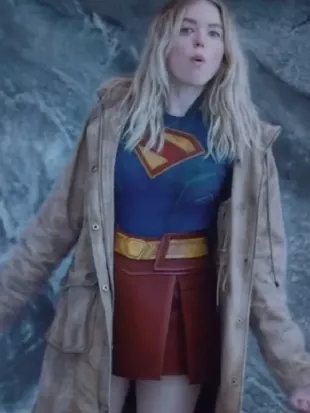 Superman 2025 Supergirl Tan Parka Hooded Coat