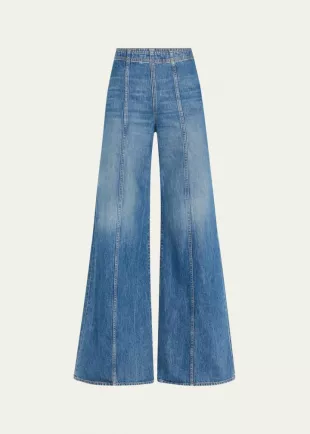 The Bianca Paneled High-rise Wide-leg Jeans