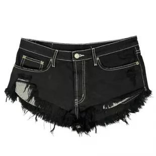 Black Cut Off Denim Shorts