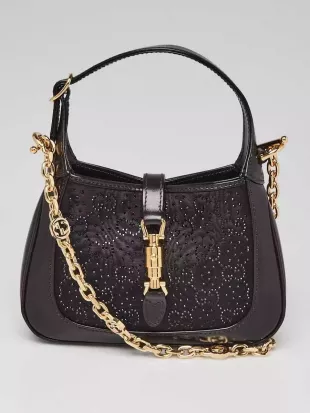 Black Crystal Embellished Jackie Bag