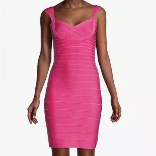 Sweetheart Neck Bandage Dress in Pink