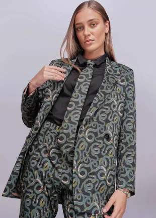 Black Snake Print Blazer