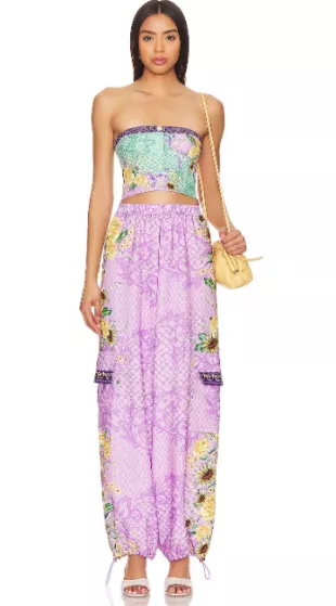 Purple Floral Cargo Pants