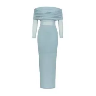 Spring and Sexy Busting Models Strapless Mesh Splicing Slim Dress Female