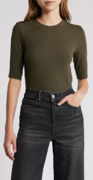 Rib Crewneck T-Shirt