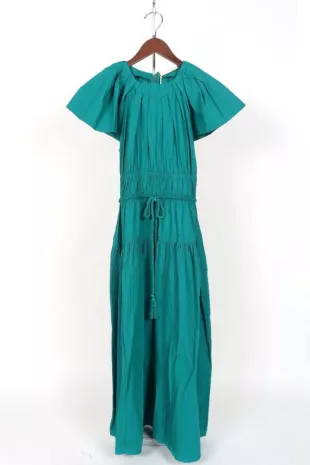 Darlene Pleated-Cotton Midi Dress