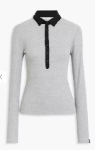 Mélange Knitted Polo Sweater - Light Gray