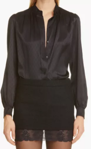 Monogram Silk Jacquard Blouse