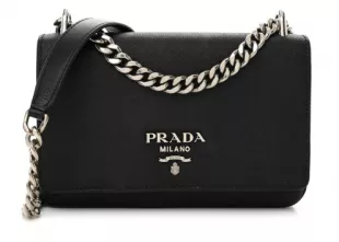 Saffiano City Calfskin Flap Bag Black