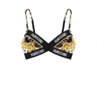 x H&M Black Chain Print Logo Band Bralette