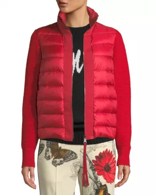 Puffer Cardigan  Knit Sleeves