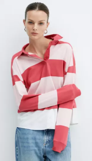 Red Stripe Polo Top