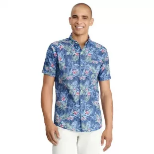 Saltwater Dockside Chambray Short Sleeve Button-Down Shirt