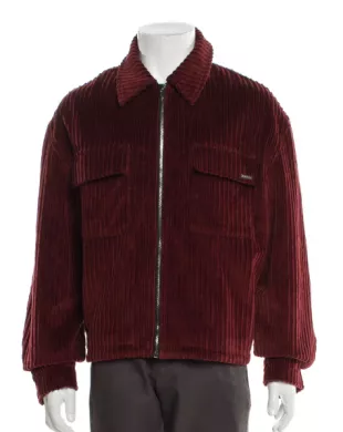 Burgundy Corduroy Zip Jacket