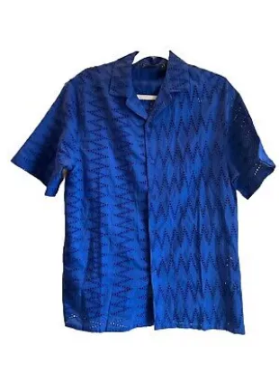 Blue Printed Short Sleeve Shirt