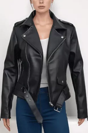 Leanne Kristen Johnston leather jacket