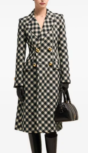 Check-Pattern Fitted Coat