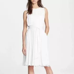 Pleated Flowy Crepe Dress