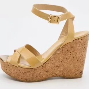 Patent Leather Wedge Platform Sandals