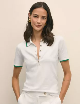 Tipped Polo Sweater in Silk Blend