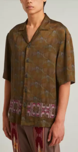 Midweight Printed Viscose Satin Shirt