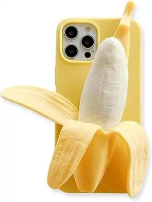 iPhone 15 Pro Max Unique Kawaii Funny Cover Cartoon Banana Soft Silicone