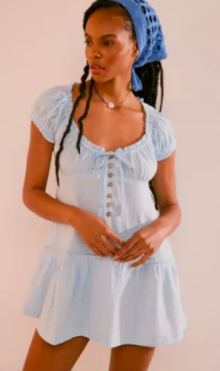 Perri Linen Drop Waist Mini Dress