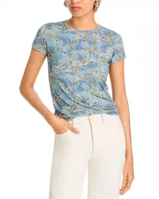 Ressi Tee in Slate Blue/Silver Good Luck Chain