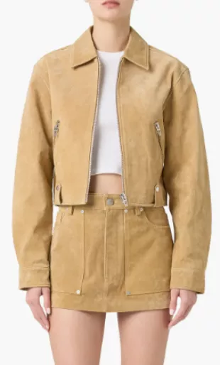 Crop Suede Jacket in Cinnamon Crunch