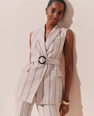 Pinstripe Belted Vest