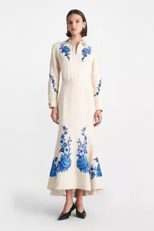 Floral Thread Embroidery Trumpet Skirt