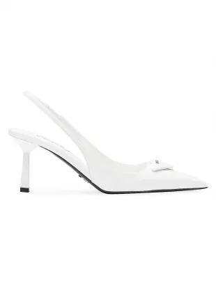 Brushed Leather Slingback Pumps