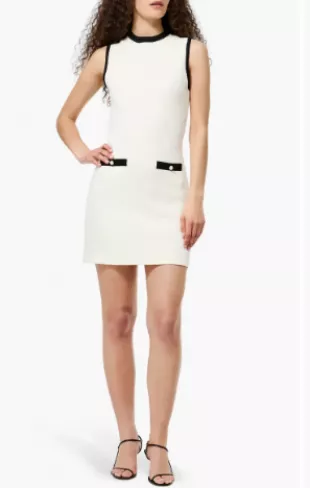 Knit Sheath Dress in Cream-Black