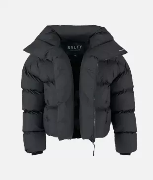 Vintage Shawl Collar Puffer Jacket Black