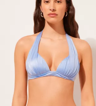 Shiny Bikini Top Light Blue