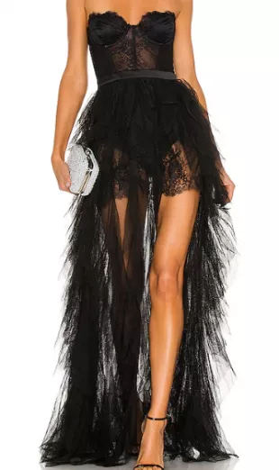 X Revolve Bustier Hi Low Gown