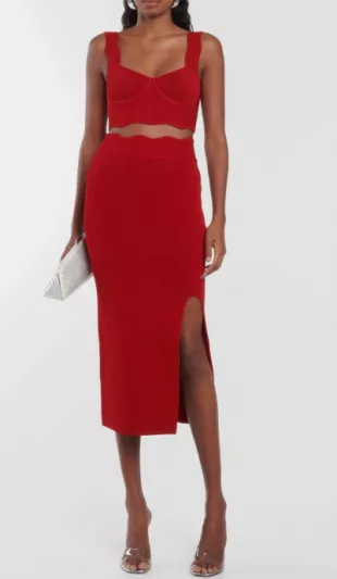 Delia Scalloped Midi Skirt