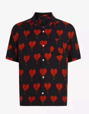 Breakup Heart Print Relaxed Fit Woven Shirt