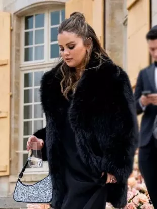 Selena Gomez Wedding Paris Fur Coat