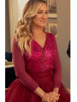 And Just Like That S03 Carrie Bradshaw Pink Sequin Cardigan