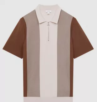 Milton Half Zip Striped Polo T Shirt