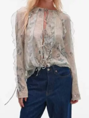 The Young and the Restless Sharon Newman Floral Ruffle Blouse