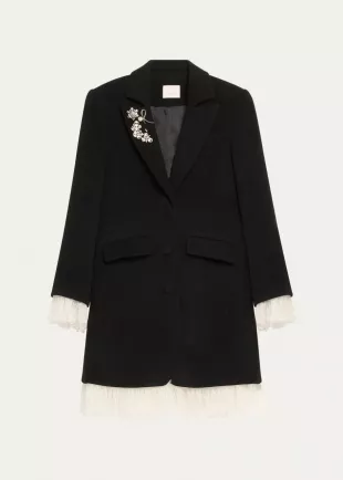 Roxie Lace-Trim Tailored Coat