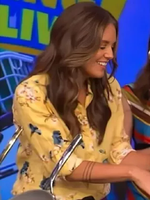 Live with Kelly and Mark Monica Mangin Yellow Floral Print Shirt