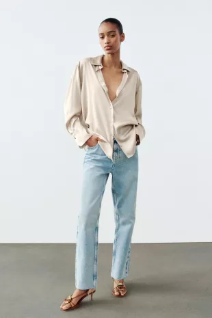 Satin Button Down Shirt