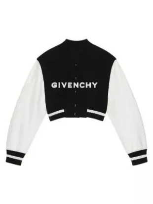 Cropped Varsity Jacket In Wool And Leather