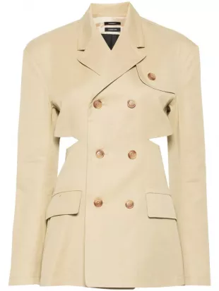 Double Breasted Open Back Blazer