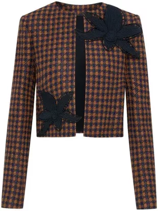 Orchid Embroidered Tweed Jacket in Brown