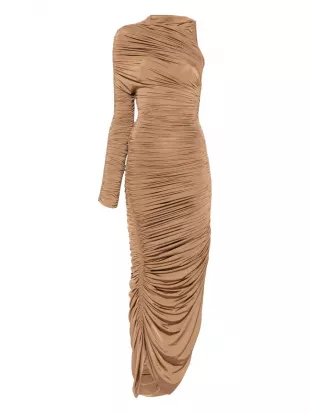 Asymmetric Ruched Maxi Dress